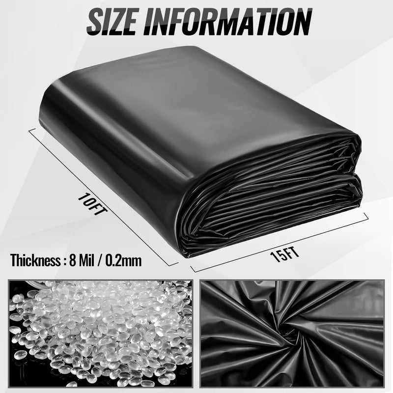 ALDMIO بطانة بركة 10x15 قدم، بطانات بركة سمك بسمك HDPE للبرك الخارجية، بطانات بركة للشلالات، السمك أو كوي، ينابيع النوافير - Image 2